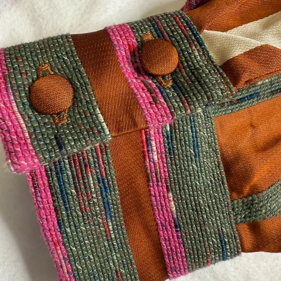 Sézane Multicolor Striped Button Down Blouse Copper Pink Green Parisian Chic S - Picture 7 of 12